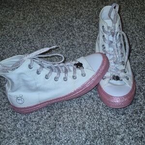 Converse Miley Cyrus High-Top Sneakers - White and Pink Glitter